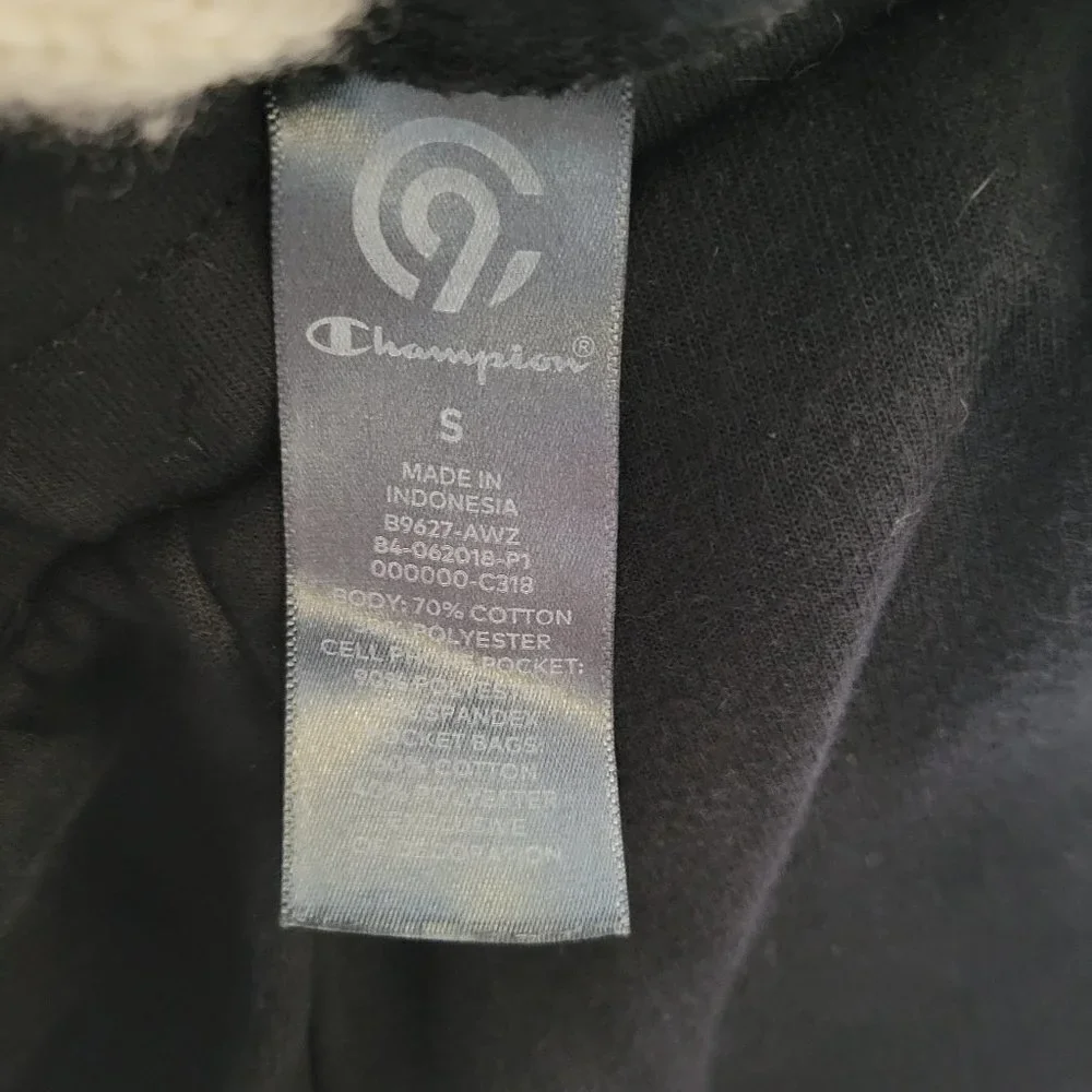 Champion Black Drawstring Elastic Waist Pull On Long Sweatpants Joggers Sz Small